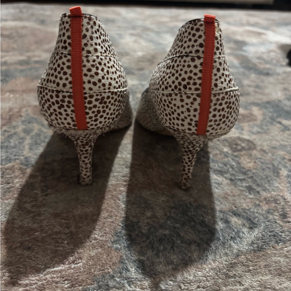Boden Cream and Brown Leopard Print Spotted Heels - “Pony Hair Leather” - Picture 5 of 5